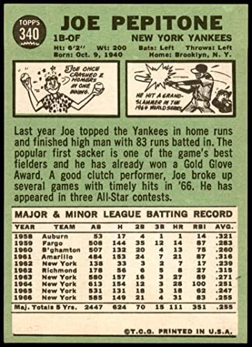 1967. topps 340 Joe Pepitone New York Yankees Ex + Yankees