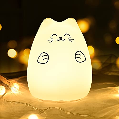 GoLine Cute Kawaii Dječija noćna svjetla za uređenje sobe - mačka lampa za djecu spavaća soba rasadnik, Najbolji Božićni rođendanski pokloni za žene Žene tinejdžerke