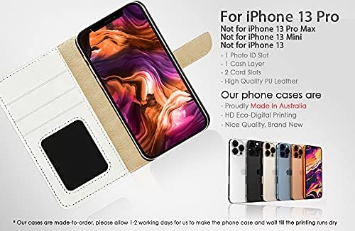 za iPhone 13 Pro, dizajniran poklopac futrole za telefon sa preklopnim novčanikom, A23011 Purple Dragonfly 23011