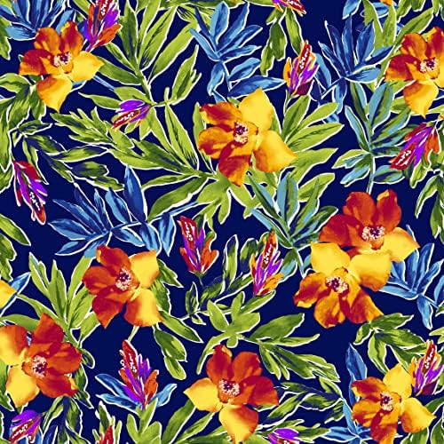 Texco Inc Scuba Crepe Knit Flora Tropski uzorak/2-Way Stretch Prints tkanina/DIY projekti, Mint Orange 2 Yards