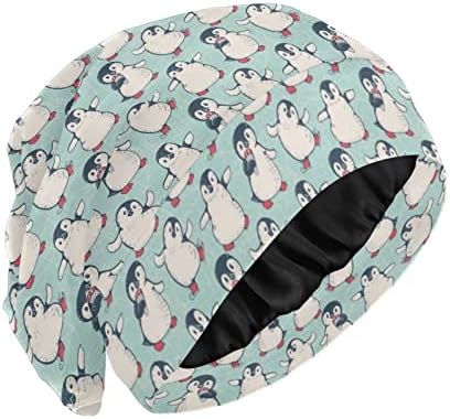 Kapa za spavanje pingvini za sladoled satena obložena kapa pamuk pamuk Slouchy Beanie lubanja noćna noćna kapa za žene plavo