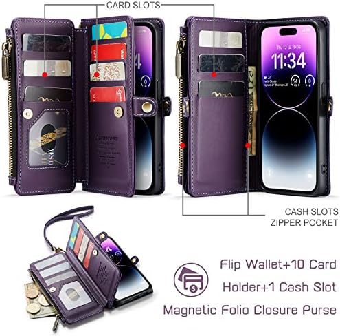 Defencase iPhone 14 Pro Max futrola za telefon, RFID Blokiranje iPhone 14 Pro Max torbica za novčanik za žene muškarce sa 9 držača