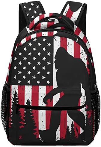 Bigfoot i američka zastava unatrag ruksak modni ramena torba za dnevne torbe za muškarce za muškarce