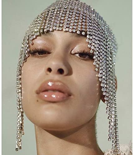 STONEFANS Gatsby rhinestone kapa Headpiece 1920s Silver Head Chain Flapper Hairpiece Cleopatra hair Accessories for women Girl