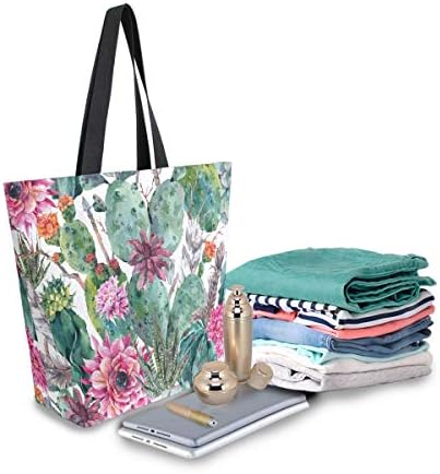 ALAZA Cactus sočno cvijeće Platnena torba top Handle torbice velike torbe za višekratnu upotrebu pamučne torbe za žene Travel Work