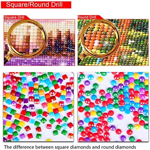 5D dijamantski setovi za slikanje za odrasle za odrasle za djecu početnike, DIY okrugli / kvadrat puna bušilica Dijamantna slika po
