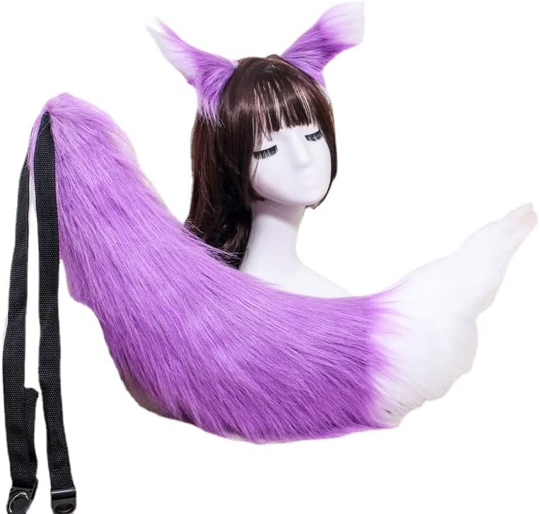 Anime Fox rep i uši Set Cosplay Prop Fox Ear Tail plišane Vuk mačke uši Halloween Božić Party Poklon
