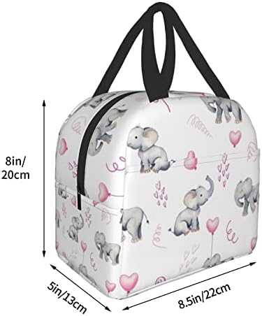 PATNPRT slatka torba za ručak sa slonovima ženska izolovana kutija za ručak sa ružičastim balonom za posao, piknik, plažu ili putovanja