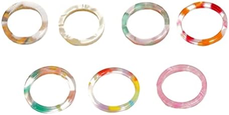 Happyyami trendi prstenovi trendi prstenovi 7kom boji sirćetne kiseline prstenovi koljenica prstenovi djevojka rep prstenovi Retro