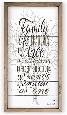 Porodica poput grana na drvetu koje svi rastemo u različitim pravcima Framed Wood Rustikalni stil zida Décor Sign 12x24