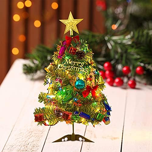 Osvetljena boja sa LED rasvjetom Božićne božićne stablo Desktop mini stablo Božić umjetni stablo Pines Home Decor Cute ornament Set