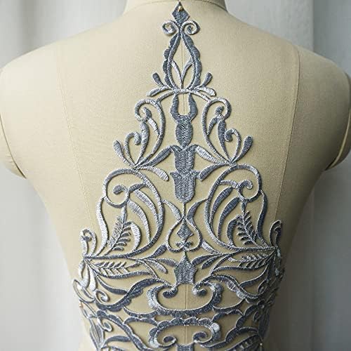 Twdyc Velike srebrne tkanine Appliques Hollow Gid Noble izvezeni ovratnik na haljini SEW Iron na zakrpu za vjenčanu odjeću Dress Dyy