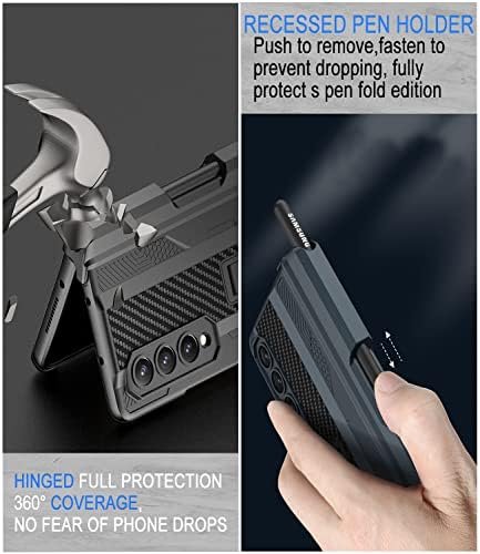 Kokong za Samsung Z Fold 4 CASE 【Sa S Pen Fold Edition】 Šarke Zaštitite ugrađeni držač za olovke, sa zaštitnikom zaslona i štand,