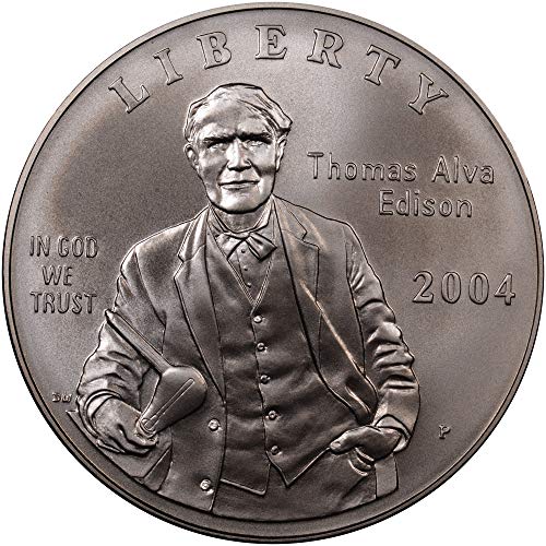 2004 P Thomas Alva Edison komemorativno srebrni dolar sjajan necirkulirano divna kovnica