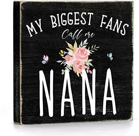 Funny Nana poklon Drvena kutija Znak Moji najveći navijači Zove me Nana Wood Box potpisao / la curstic art home polica dekor 5 x 5