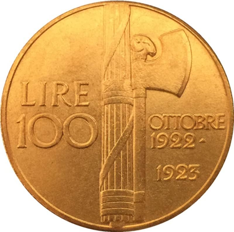 1922-1923 Italijanski novčić 100 lira čisti bakar pozlaćeni antikni srebrni dolar za obrtni kov