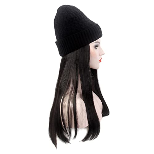 N / moderan evropski i američki ženski šešir za kosu crni pleteni šešir perika duga ravna crna perika