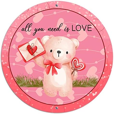 Okrugli metalni valentinovo vijenac potpisuje sve što trebate je li ljubav simpatična medvjed crvena heart limenka vjenčanja viseći