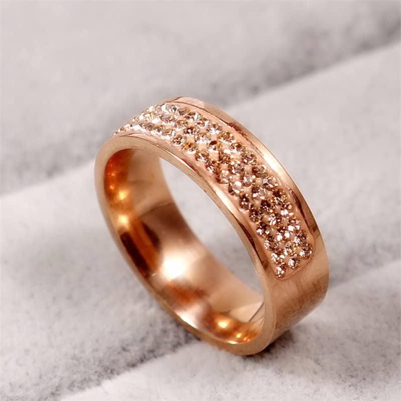 Koleso Rose Gold poznati brend Cirkon prsten 8mm polukrug tri reda Kristal 316L prstenje za žene muškarci-68919