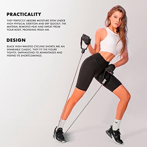 Purevkacy 4 pakovanje biciklističkih kratkih hlača za žene visoki struk, kontrola gume za pranje biciklističara za jogu, trening crne