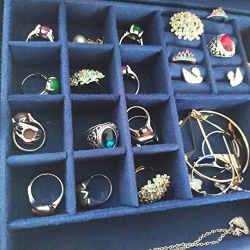 PENGKE 2 slojna kutija za nakit za žene 36 mreža ogrlica ili držač nakita organizator sa bravom, plavo pakovanje od 1