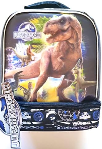 Universal Studios Jurassic World Age of Dinosaurs 3D Image BPA & amp; PVC free dvostruki pretinac izolovana vertikalna torba za ručak sa patentnim zatvaračem sa ručkom mjere 8.0 W x 9H x 5Deep