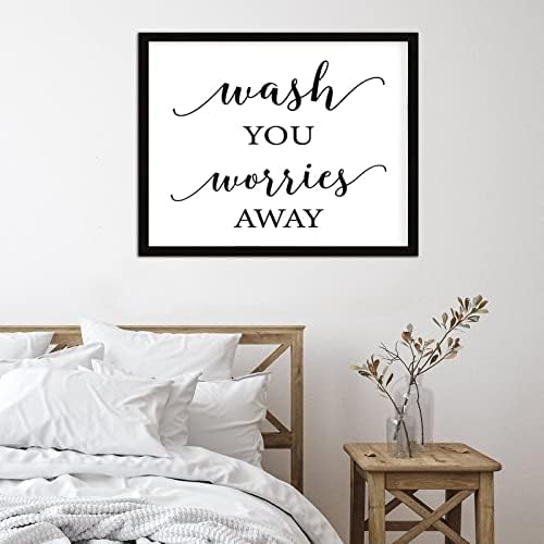 Cocoken Wash Worries Potpiši Drvo Framed Motivacijski citati Drvena ploča sa okvirom 16 x 20 Smiješne tiskane viseće zidne umjetnosti