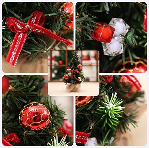 Mini božićno drvce, desktop ukrasi, ukrasi božićne drvve, 20cm, zeleno, crveno