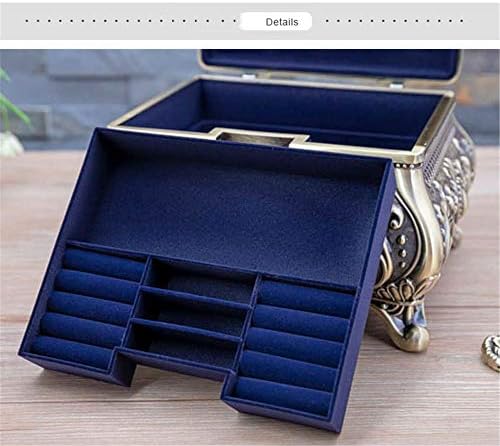 DEKIKA Mini izuzetna kutija za odlaganje nakita,kutija za sitnice,metalna Kreativna Retro višeslojna velika kutija za nakit u evropskom