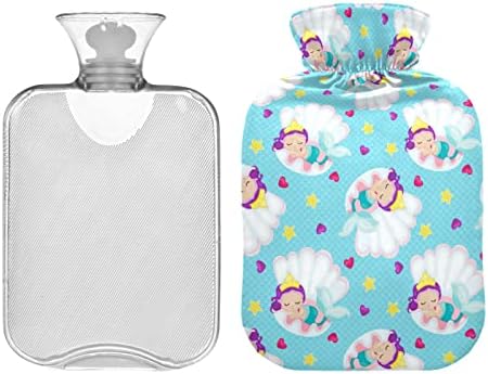 Flaše za toplu vodu sa poklopcem Mermaid Sea Shell vreća za toplu vodu za ublažavanje bolova, žene odrasle, vreća za toplu flašu 2 litra
