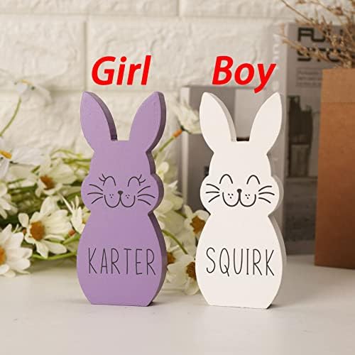 Souleather Personalizirani Easter Bunny Block - Uskršnji drveni zeko - po mjeri Ime Uskrs Bunny Family - Custom Easter Pokloni - Uskršnji