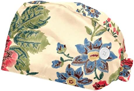 2 pakovanja Vintage Rose Cvijeće Radna kapa s tipkama i duksevima Podesiva piling CAP CAP CAP kravata