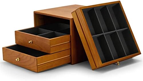 LHLLHL troslojna Drvena kutija za organizatore nakita sa ogrlicom od mikrovlakana vitrina prstenaste naušnice Bangle kofer
