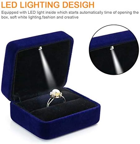 GBYAN baršunasta prstenasta kutija sa LED svjetlom za prikaz nakita Poklon kutija za prijedlog,zaruke, vjenčanje