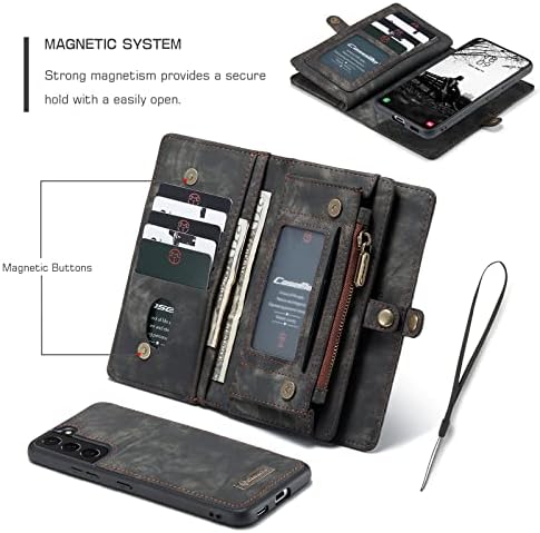 Kowauri za Samsung Galaxy S22 5G futrola za novčanik,torbica sa patentnim zatvaračem kožni TPU Branik otporan na udarce odvojiva magnetna