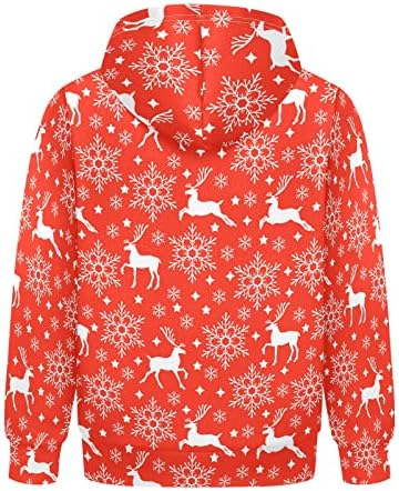 Plaeee Kids Boys Girgiške Duksevi Božićni jelen i snježne pahulje na crvenom dukseru s kapuljačom sa džepovima XXS
