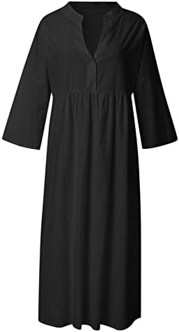 Miashui peephole haljine za žene Ženske ljetne haljine s dugim rukavima labava linija pune boje ljetna haljina s rukavima za