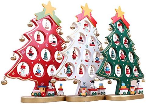 Bestoyard Božićna desktop ukras mini božićno stablo stolno drveni dekor dekor zabava za dnevnu sobu spavaća soba crvena