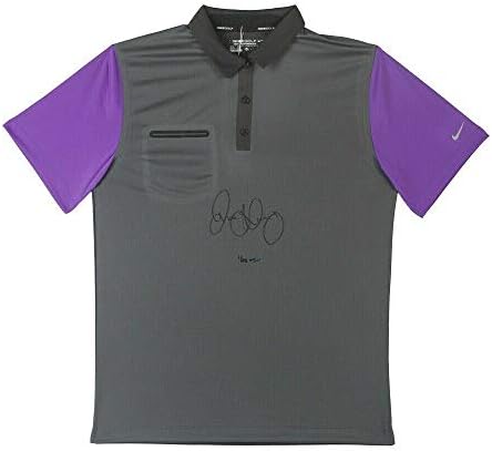 Rory McIlroy potpisan autografirano sivo / ljubičaste nike polo golf majica Auto / 25 UDA - autogramirane golf majice