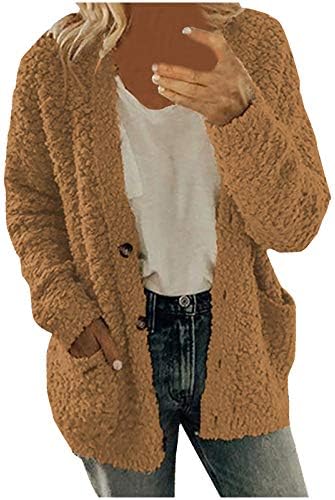 RMXEI ženske casual plus veličine Plišani džepovi džepovi gorki tasteri Cardigan kaput