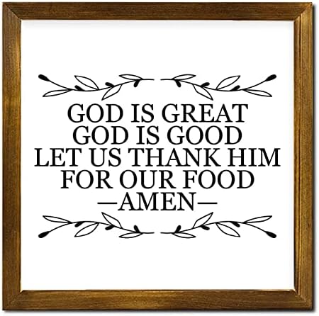 Christian Poklon Biblijski stih Uramljeno drvo Natpis Bog je Veliki Bog dobar je da mu zahvaljujemo na našoj hrani Zidni zidovi drveni