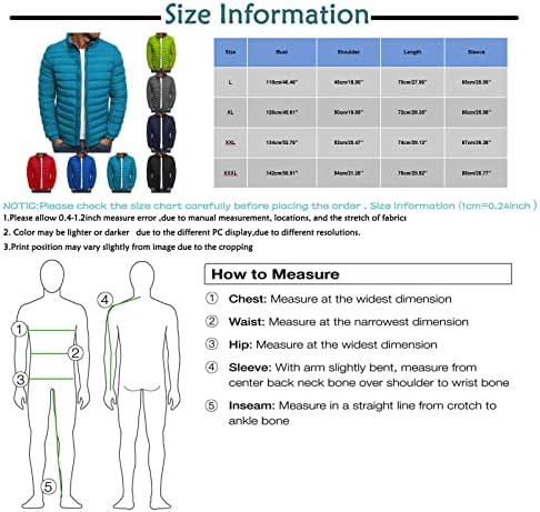 Muški kaput, plus veličine kaputi s dugim rukavima muškarci trendi aktivni zimski zimski vrat zip up jakne fit solid color4