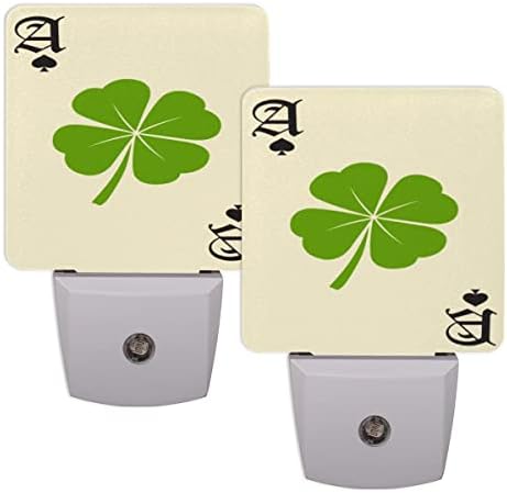 UOYO Lucky Clover Poker noćno svjetlo Set od 2, Shamrock Leaf Plug in Led Nightlight Auto Dusk to Dawn Senzorska lampa za dječiju