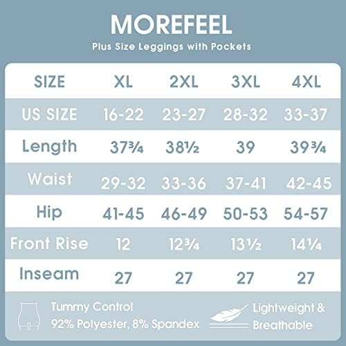 Morefeel Plus Size helanke za žene sa džepovima-rastezljive X - 4xl trbuščić control trening visokog struka crne pantalone za jogu