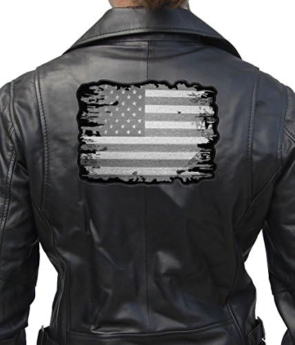 Koža Vrhovna patriotska pokorena siva i srebrna nevorana američka zastava vezeni biciklistički patch-sivi-veliki