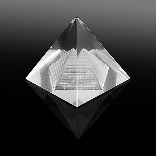 Bewinner Crystal piramida, k5 bijela čista kristalna piramida, kvarcni kamen kućna dekoracija + izvrsna papirnata težina, dobar sreći