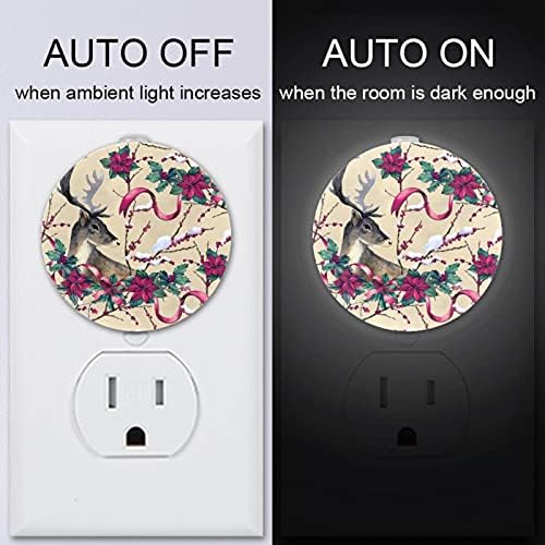 2 paket Plug-in Nightlight LED noćno svjetlo sa senzorom sumraka do zore za dječiju sobu, rasadnik, kuhinju, Vintage sobove sa cvjetnim