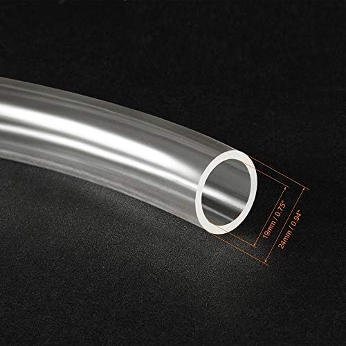 UXCell PVC Clear Vinil cijevi, 19 mm ID 24mm od 3,3ft plastične cijevi zračne cijevi za vodu sa stezaljkama
