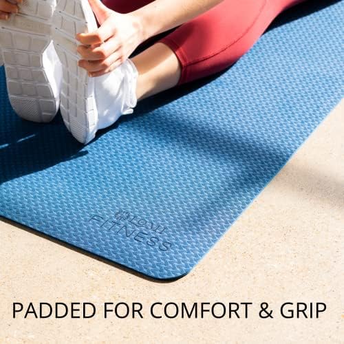 Lomi Fitness Premium Yoga Mat, Neklizajući TPE materijal za dodatno prianjanje, dodatno podstavljen, Vježba & fitnes, odličan za jogu,