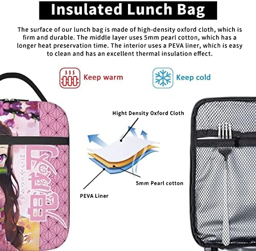 Tyfiocea djeca djevojke slatka Pink Anime višekratna torba za ručak, nepropusna, zamrznuta izolovana hladnjača za ručak za žene kancelarijske